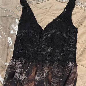 Essentials Black and Brown Babydoll Cocktail Dress